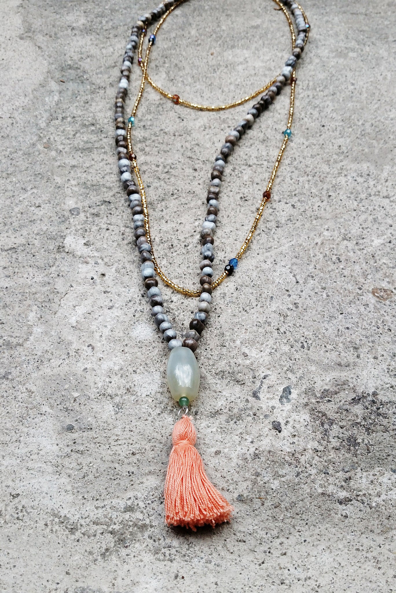 Layered Stone Necklace Sustainable sourced jewelry All Humanity